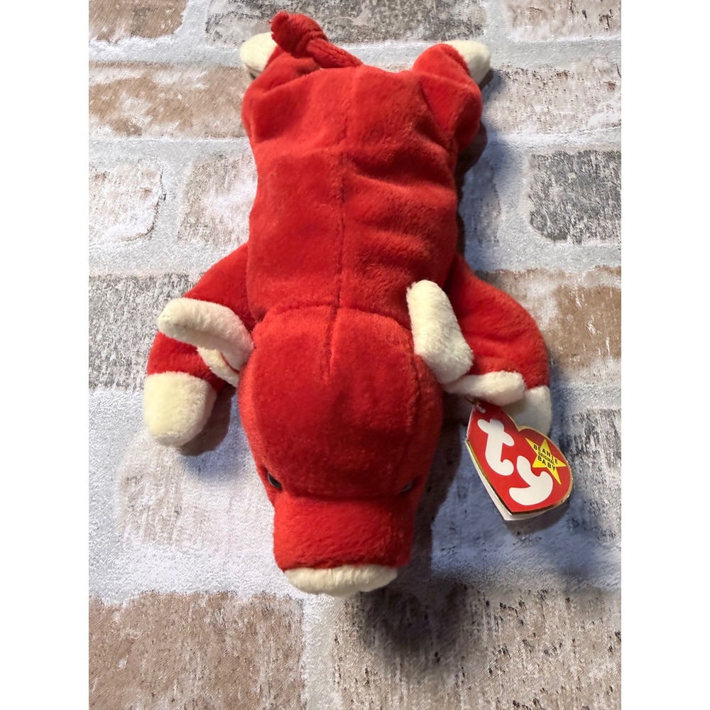 Ty Beanie Baby Snort the Bull Red 1995 Vintage Plush Toy Style 4002 PVC Pellets